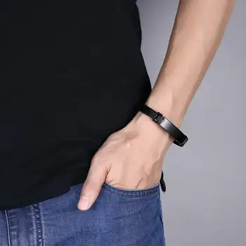 

Punk Rock Style Magnet Buckle For Men Jewelry Black Simple Bracelet Flat Male Chain Bracelet Wristband Pulsera Boyfriend's gift