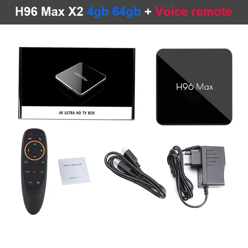 H96 max x2 Android 8,1 Amlogic S905X2 LPDDR4 4 GB 64 GB Smart ТВ коробка H.265 4 K 1080 p USB3.0 H96 MAX Google Voice Управление android ТВ - Цвет: 4GB 64GB