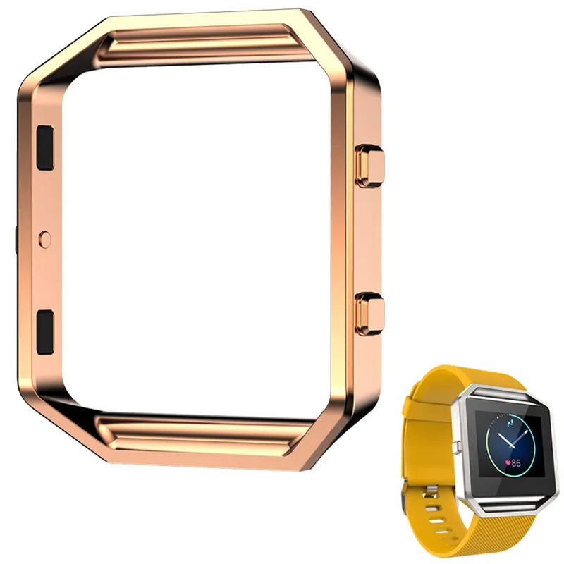 Металлический защитный чехол-рамка, чехол для Fitbit Blaze из нержавеющей стали, Сменный Чехол для отслеживания активности, аксессуары для часов - Цвет ремешка: Rose gold