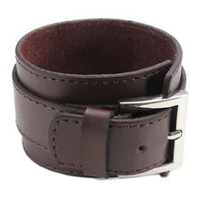 Ювелирный мужской женский браслет, широкий кожаный браслет, пряжка