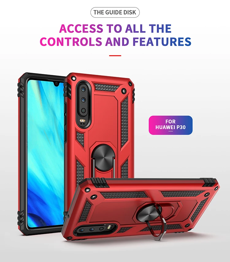 For Huawei P30 Pro case Holder Stand Armor Hybrid Magnetic Bracket Finger Ring Cover For For Huawei P30 Lite P Smart 2019 Case (19)