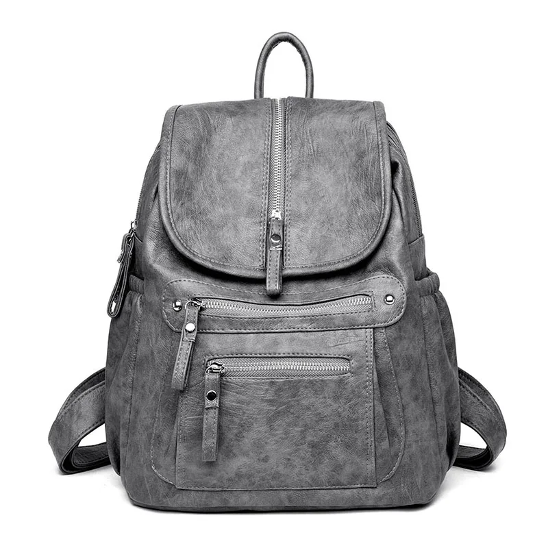Высокое качество, женский кожаный рюкзак, женский рюкзак, Sac A Dos mochila mujer, сумка на плечо, школьные рюкзаки для девочек-подростков, преппи - Цвет: Gray