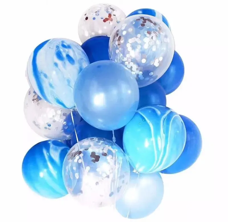 KAMMIZAD воздушные шары в виде единорога на день рождения, Рамадан, розовое золото, воздушный шар "Конфетти", свадебное украшение, детский латексный шар, Гелиевый шар - Цвет: 15pcs blue set