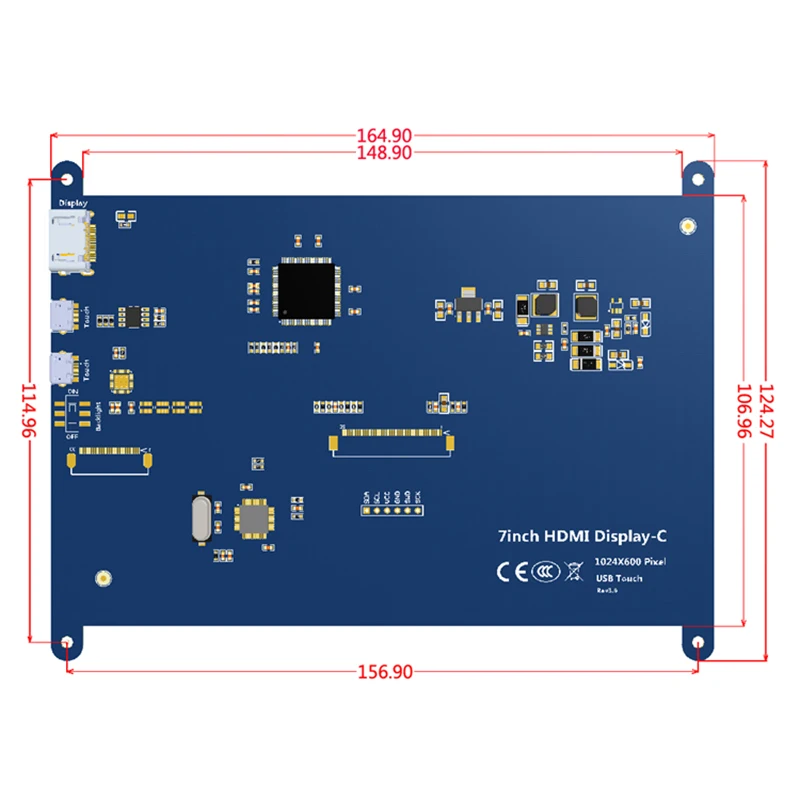 7 дюймов емкостный Сенсорный экран ЖК-дисплей Дисплей ips 1024x600 HDMI для Raspberry Pi