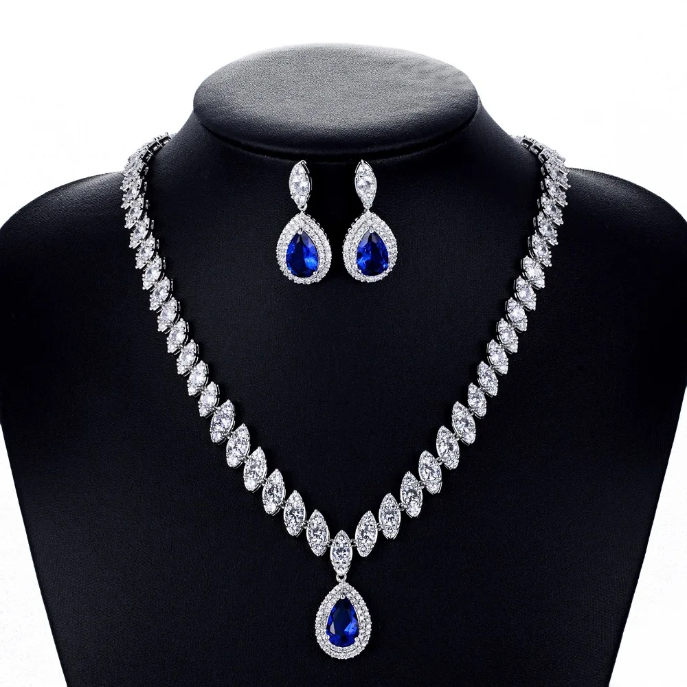 Crystal CZ Cubic Zirconia Bridal Wedding Drop Necklace Earring Set Jewelry Sets Women Accessories CN10001 2 Crystal CZ Cubic Zirconia Bridal Wedding Drop Necklace Earring Set Jewelry Sets Women Accessories CN10001 - Image 2