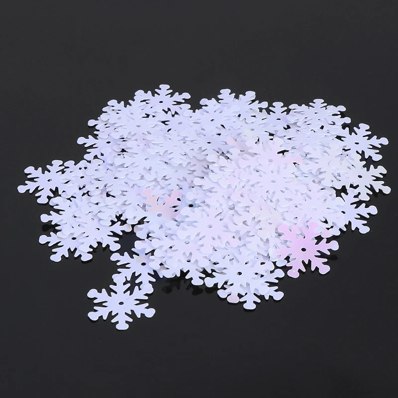 OOTDTY 100pcs Iridescent Christmas Frozen Snowflake Confetti Sequins Card Scrapbooking Christmas Snowflake Decor OOTDTY 100pcs Iridescent Christmas Frozen Snowflake Confetti Sequins Card Scrapbooking Christmas Snowflake Decor