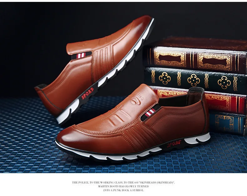 Высокие модные повседневные мужские ботинки кожа весной и осенью легкий мягкая подошва Бизнес Обувь для мужские туфли на плоской подошве