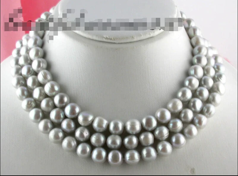 

z1696 48" 10mm nature round gray fw pearl necklace AAA