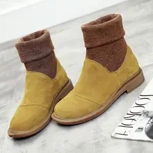SWYIVY/вязаные сапоги-носки; женские желтые зимние сапоги; Новинка года; сезон осень; женская модная обувь; натуральная кожа; зимние сапоги на плоской подошве