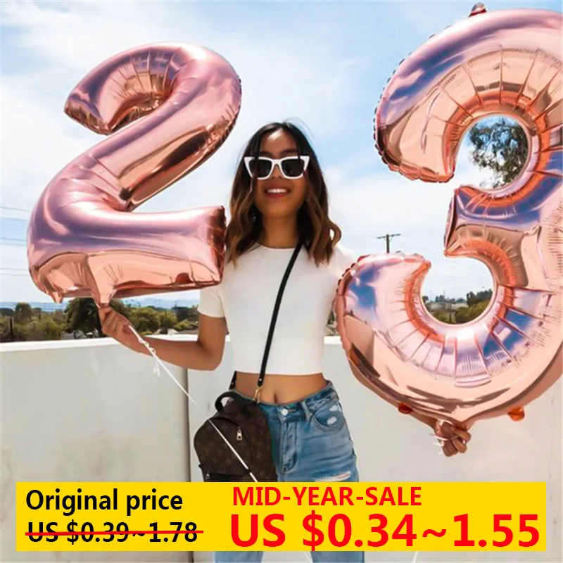 

1pcs 16 32 40inch Number Balloon Blue Gold Silver Number Foil Balloons Baby Shower Happy Birthday Party Wedding Balloons Globos