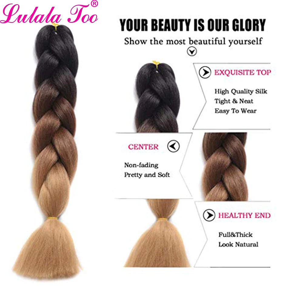 купить✲ Синтетическое наращивание волос Ombre Jumbo для наращивания волос 24