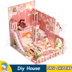 Миниатюрный Кукольный дом Розовая мечта синий Stat DIY унисекс деревянный кукольная мебель для взрослых игрушки для подростков Модель здание