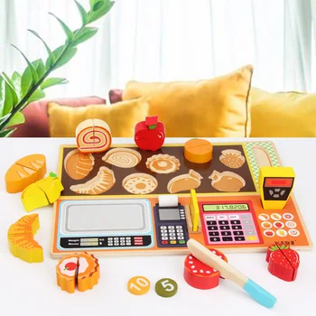 

Wooden Educational Cutting Set Fruits/Dessert shop Toys Play Food Kitchen Children Play House Birthday Gift Baby Toys