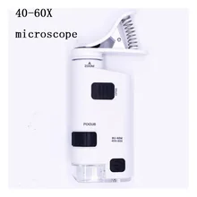 

Universal 60X mobile phone microscope macro lens zoom miniature camera clip with LED light portable microscope zoom magnifier