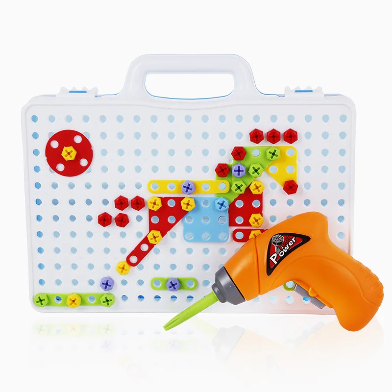 Детская завинчивания блок игрушки включают 106 собрать части/для маленьких детей creat практический весело Дрель Инструменты для Развивающие игрушки