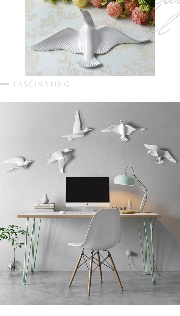 3D Смола птица украшение дома декор настенные наклейки висячие украшения мебель голубь мира для европейского талисмана 5 шт