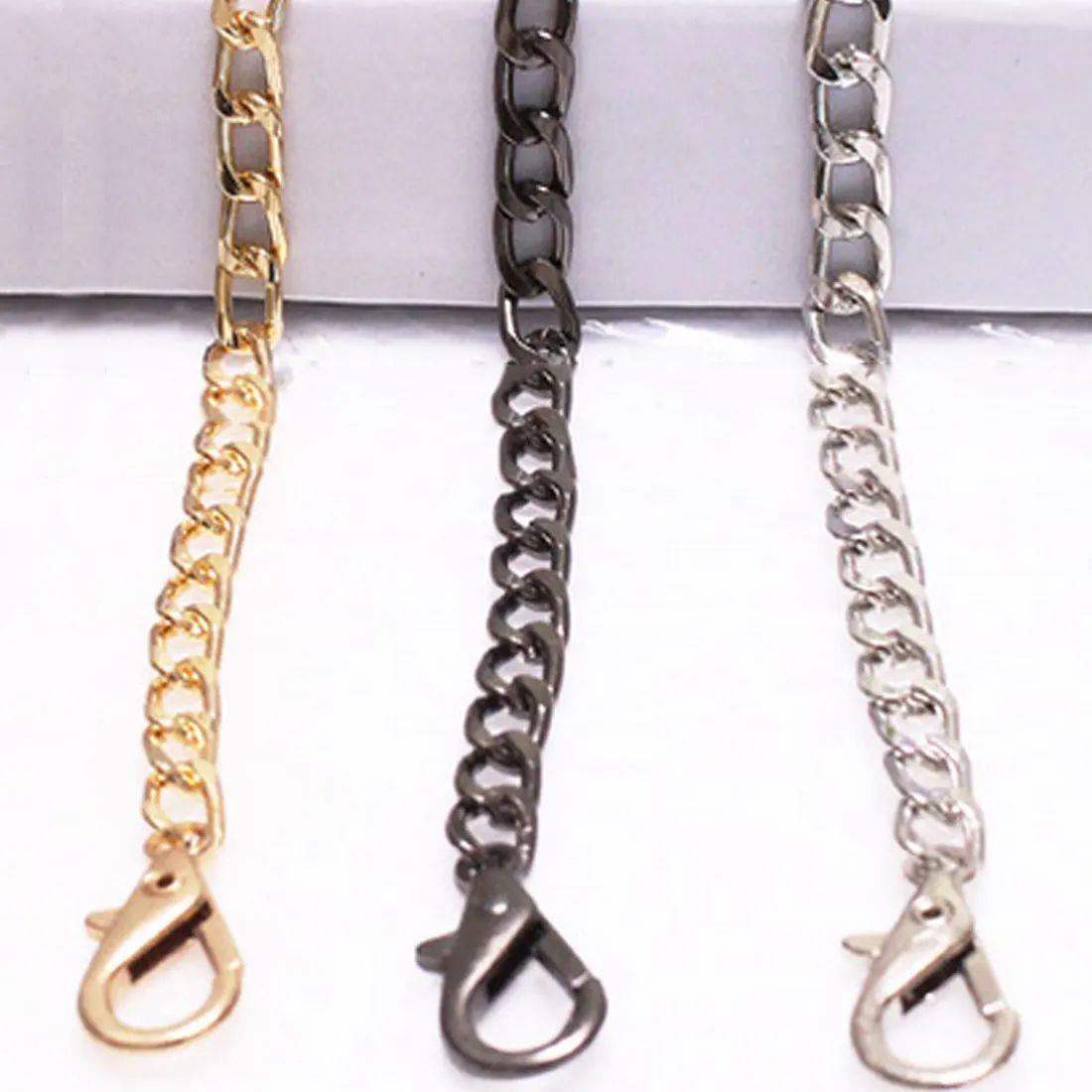 

Aresland 3Pcs/Lot Fashion Metal Clasp Chain Shoulder Belt Bags Straps for Handbags Handles Strap Accessory Black Goldren Silver