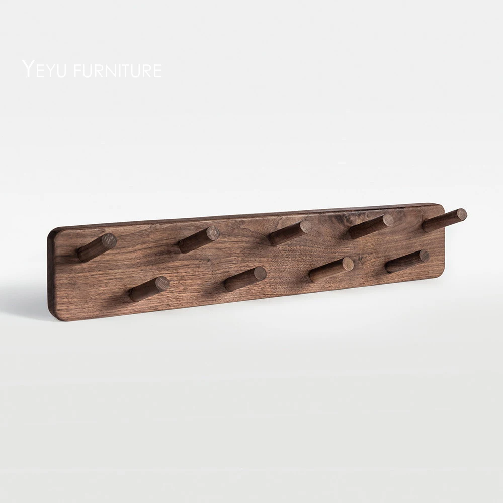 Modern Design Wall Mounted Solid Walnut Wood Or Beech Wood Coat Rack