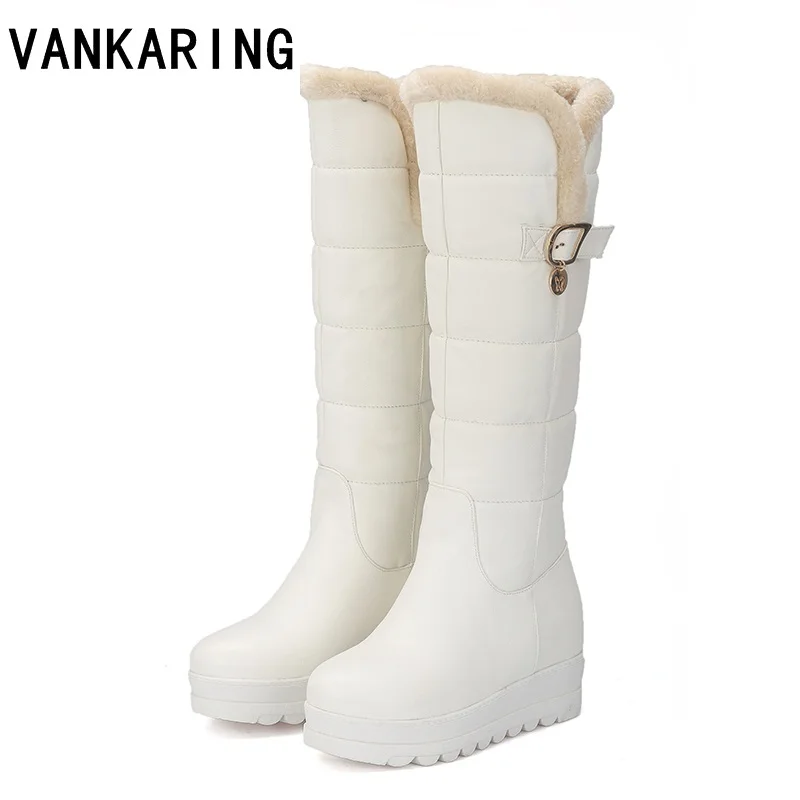 

VANKARING winter women knee high snow boots plush warm shoes plus size easy wear girl's casual platform shoes female hot boots