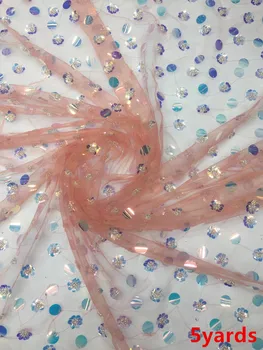 

Lace Fabric for Dresses Latest Nigerian French Tulle Lace with Sequin High Quality African Sequins Lace Fabric XIONGXJUN181