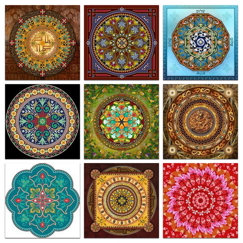 

5D Crafts Diamond Painting Mandala Diy Full Diamond Embroidery Kit Square Drill Rhinestone Pasted Unfinish Room Decoration