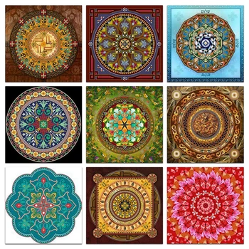 

5D Crafts Diamond Painting Mandala Diy Full Diamond Embroidery Kit Square Drill Rhinestone Pasted Unfinish Room Decoration