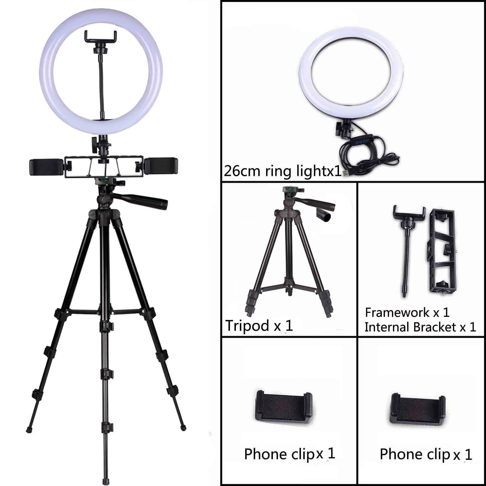 LED Ring Light Dimmable Ringlight Bi Color 3200K 5500K Photography Photo Studio YouTube Video Shooting Ring Light Lamp&Tripod - Цвет: Красный