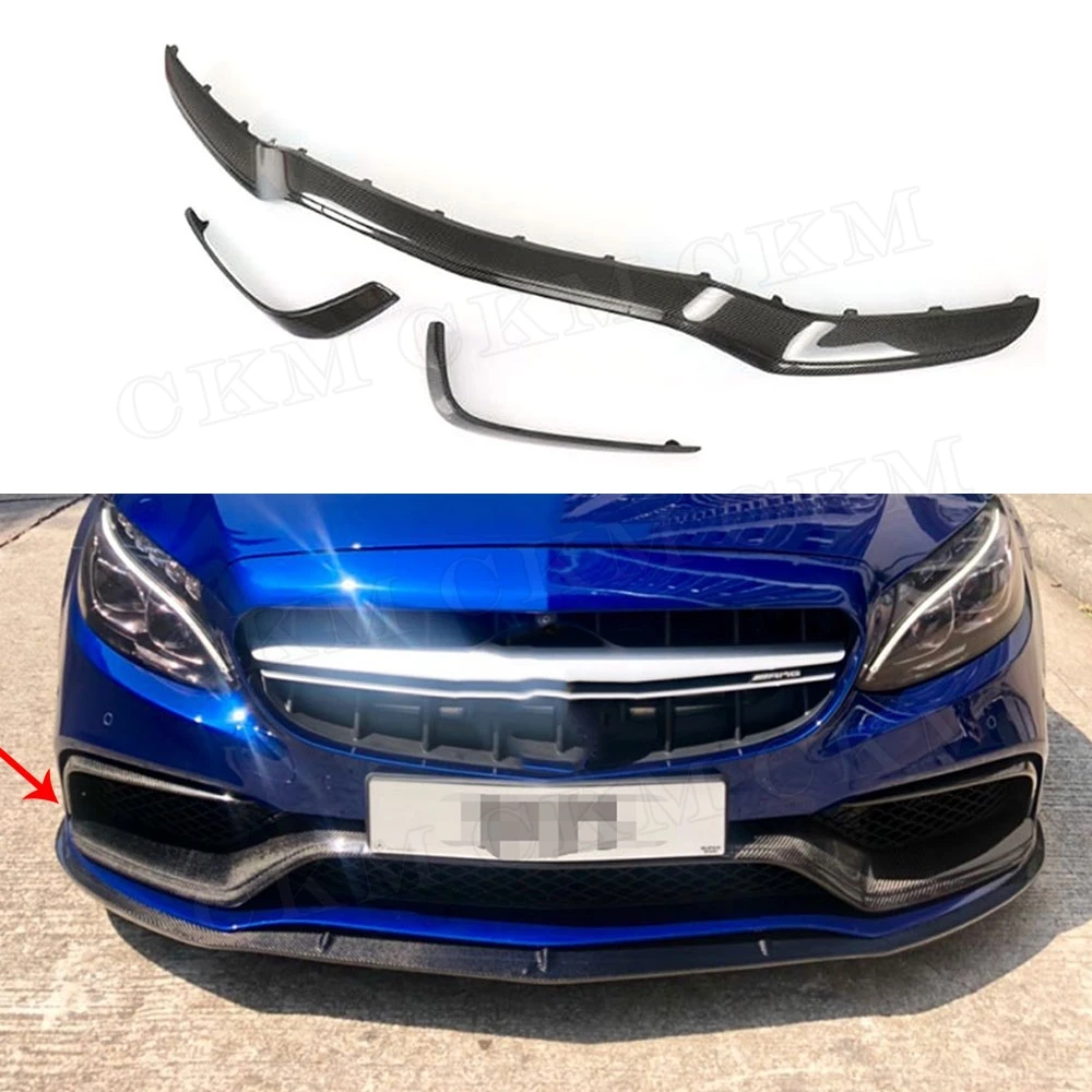 C Класс углеродного волокна передний бампер Средний спойлер Canards для Mercedes Benz W205 C63