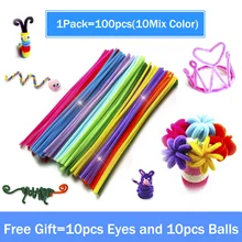 100pcs Assorted Color Plush Shilly Chenille Sticks DIY Creative Chenille Stems Pipe Cleaner Stem Craft Toys for Children