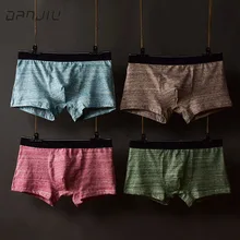 DANJIU, хлопковое Мужское нижнее белье, низкая талия, одноцветные мужские шорты-боксеры, u-образные, дышащие, мужские трусы, модные, Cueca Calzoncillos