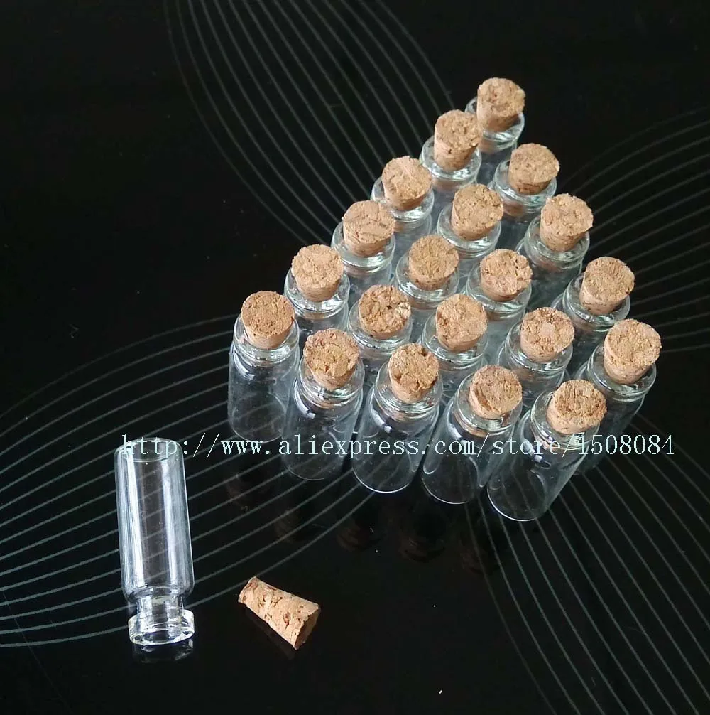 

Wholesale 200pcs 1.4ml Lot of small glass vials with cork tops tiny bottles Little empty jars