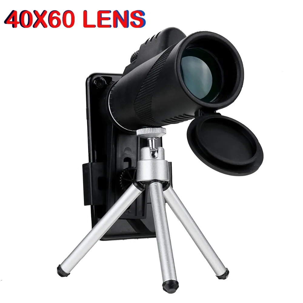 

40X60 Zoom HD phone Lens camera Night Vision Monocular Telescope with Tripod Phone Clip Handheld Binoculars for Outdoor Hunting
