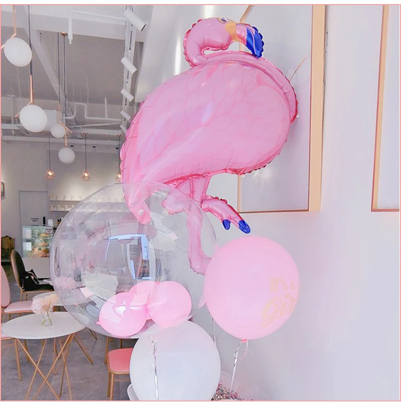 Большой фламинго, фольгированные шары, Круглые Конфетти, шары, детские украшения на день рождения, свадебные принадлежности, Крестильные шары