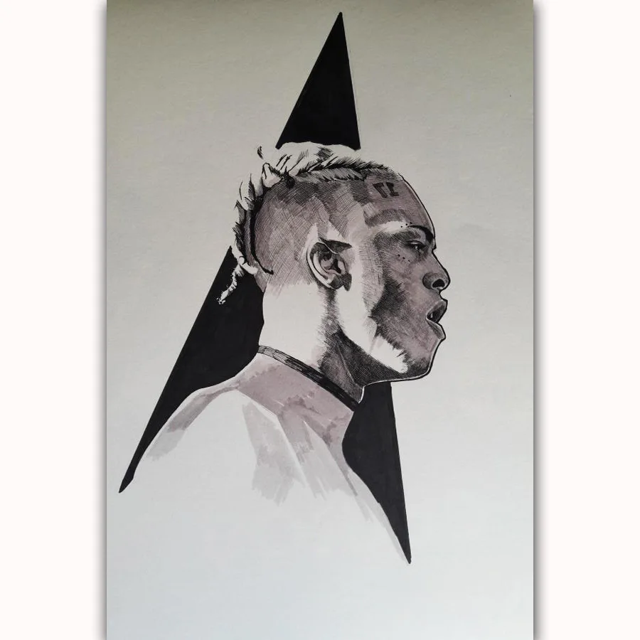 FX130 Hot New XXXTentacion Young Rapper Hip Hop Star Singer Black White Poster Art Silk Light Canvas Home Room Wall Print Decor
