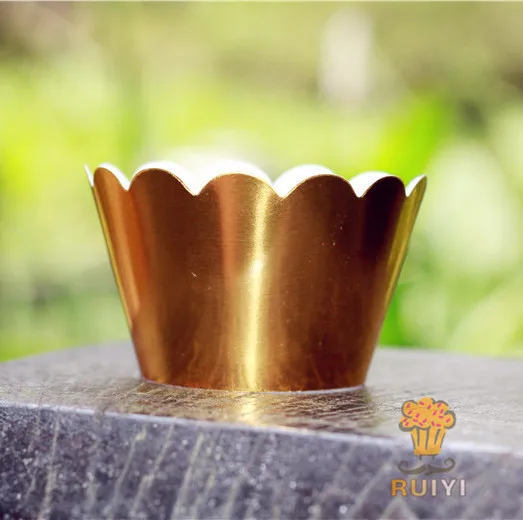 

12pcs Gold cupcake wrappers decoration wedding party decor,cup cake toppers picks supplies festa wedding decoration AW-0075