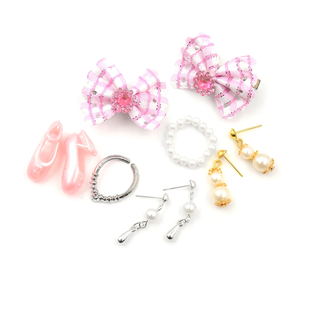 Кукольный набор модных украшений ожерелье серьги бант для вечерние кукол аксессуары для вечеринок для детей подарок