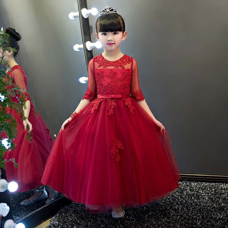 2019 Spring Summer Girls Children Elegant Wedding Birthday Party Lace Dress Kids First Communion Dresses For Girls Princess Wear