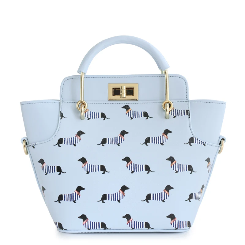 

Animal Prints Dog Stripes ENSSO Trapeze Lady Candy Color Faux Leather PU For Women's Handbags Navy Style Totes Cross Body Bags