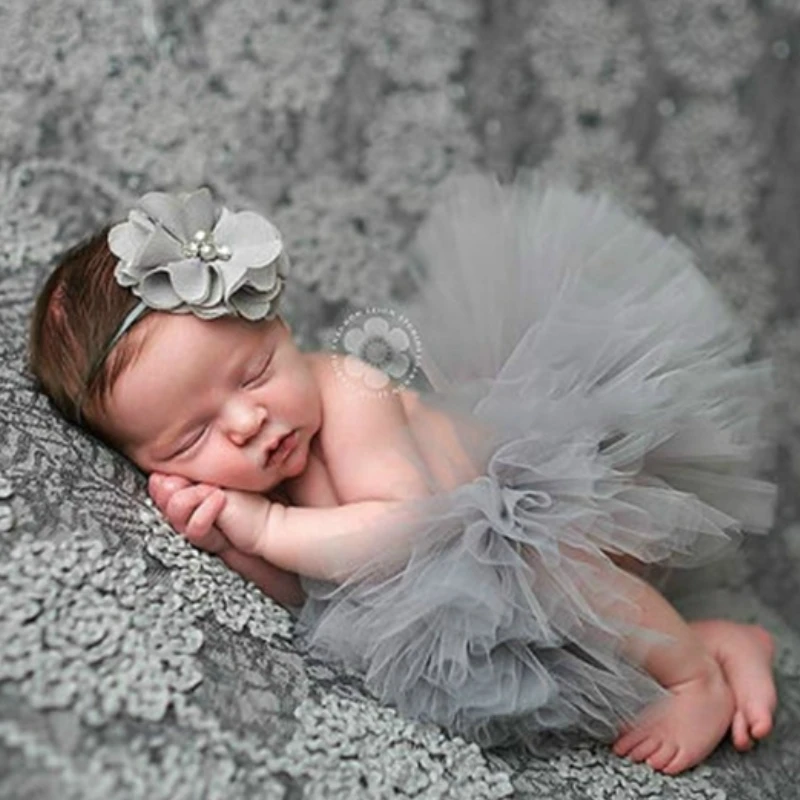 

1Set Baby Photo Photography Prop Clothes Girls Cute Skirts And Flower Headband Newborns Costume KYY8010-6