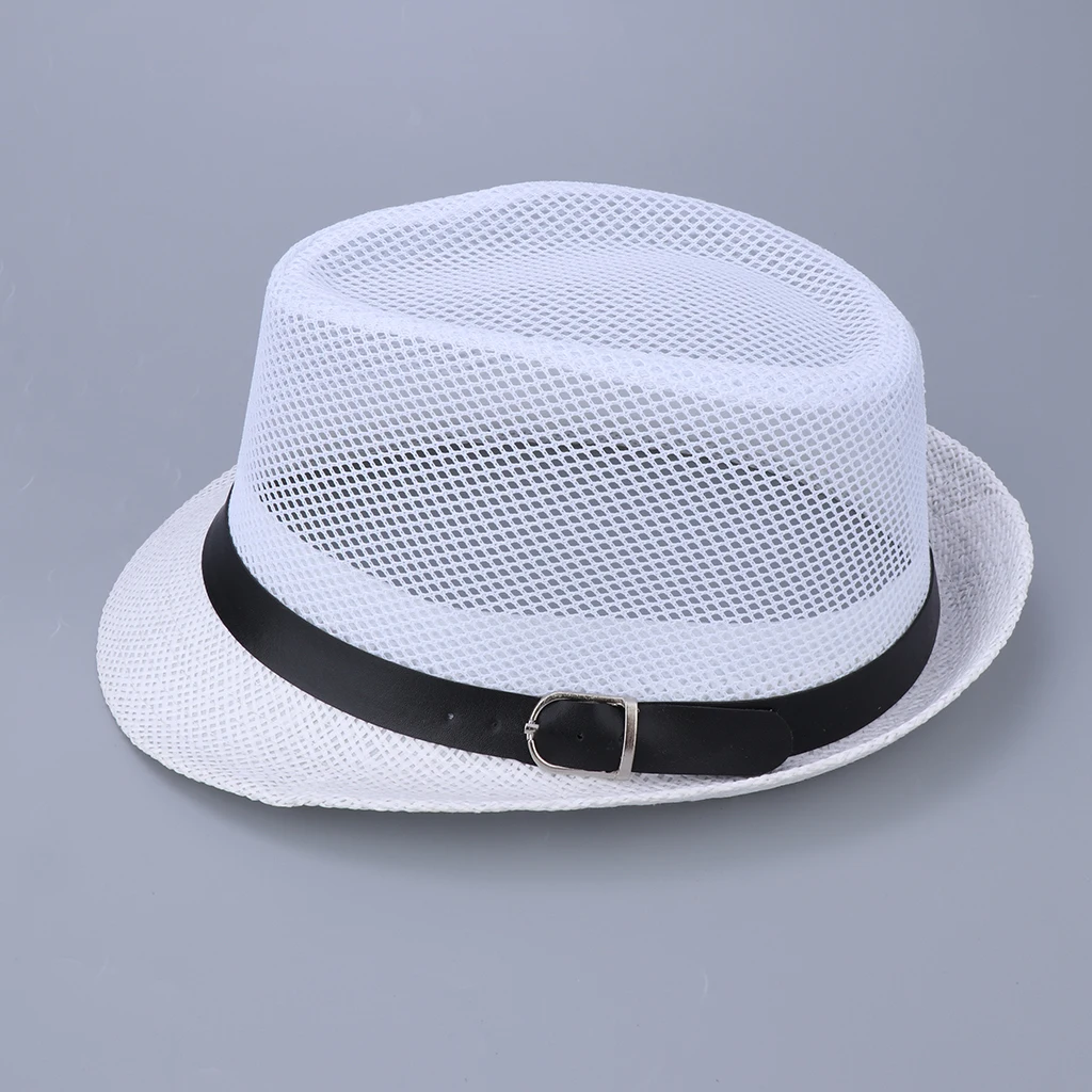 Men Women Linen Fedora Panama Hat Classic Straw Short Brim Beach Sun Hat Church Net Jazz Fishing Cap