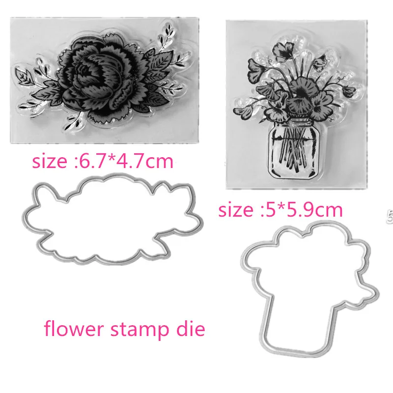 Buy Flower Stamp Dies Set Clear Stamps and Flower