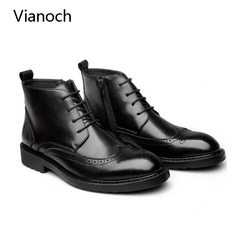 Vianoch Модные мужские ботильоны на шнуровке оксфорды платье обувь для работы