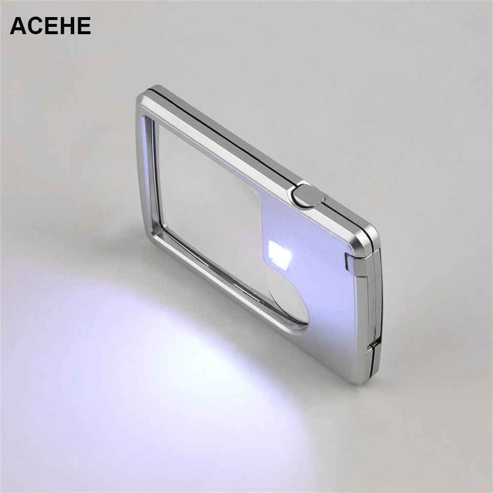 

ACEHE Mini 40x25mm Jewelry Jade Magnifier Portable Fold LED Magnifying Glass Gift Inspecting Cash Stamps Coin Dropshipping