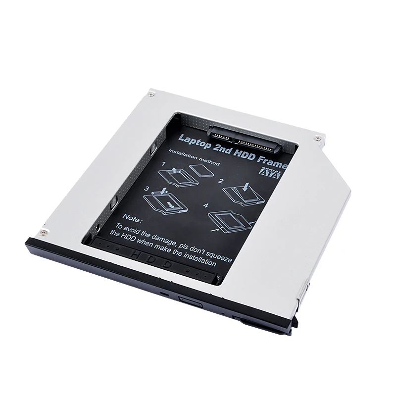 laptop hard disk external case Sunvalley 2nd HDD Caddy 9.5mm SATA To SATA Aluminum SSD Drive Case DVD CD-ROM Case For Dell E6400 Laptop Notebook hdd enclosure 3.0
