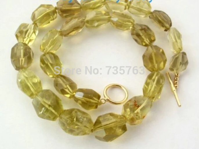 

xiuli 0014345 17mm Faceted Baroque Lemon Crystal/Quartz Necklace 14KGP GP Toggle 18