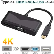 5ni1 USB C type C док-станция для ноутбука Macbook USB C-HDMI Mini VGA 4K RJ45 Ethernet USB 3,0 type C зарядная док-станция