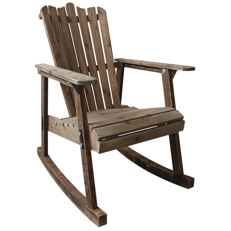 Outdoor Furniture Wooden Rocking Chair Rustic American Country Style Antique Vintage Adult Large Garden Rocker Armchair Rocker
