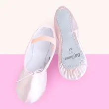 Girls Shiny Satin Ballet Dance Shoes Professional Full Sole Kids Children Elastic String Slippers