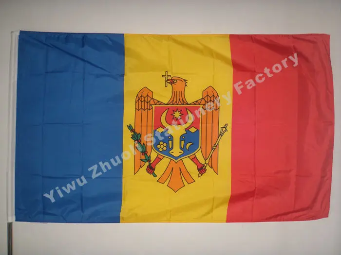 #*Cheap Moldova Flag 150X90cm (3x5FT) 115g 100D Polyester Double Stitched High Quality Free Shipping