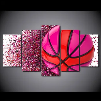 

5 Pcs Pink Basketball Canvas HD Printed Poster Frame Painting Modular Wall Art Pictures Living Room Cuadros Decoracion